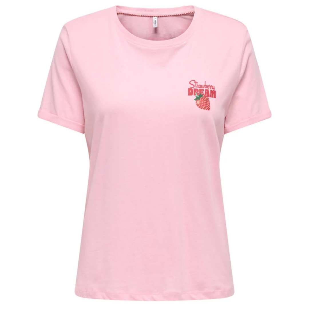 ONLY Roze Ženska Majica ONLKITA S/S DRINKS TOP BOX JRS